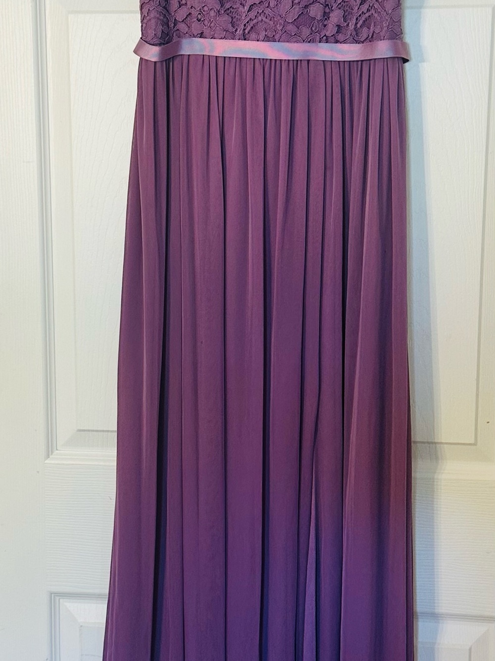David's Bridal Purple Lace Bodice Prom Dress
